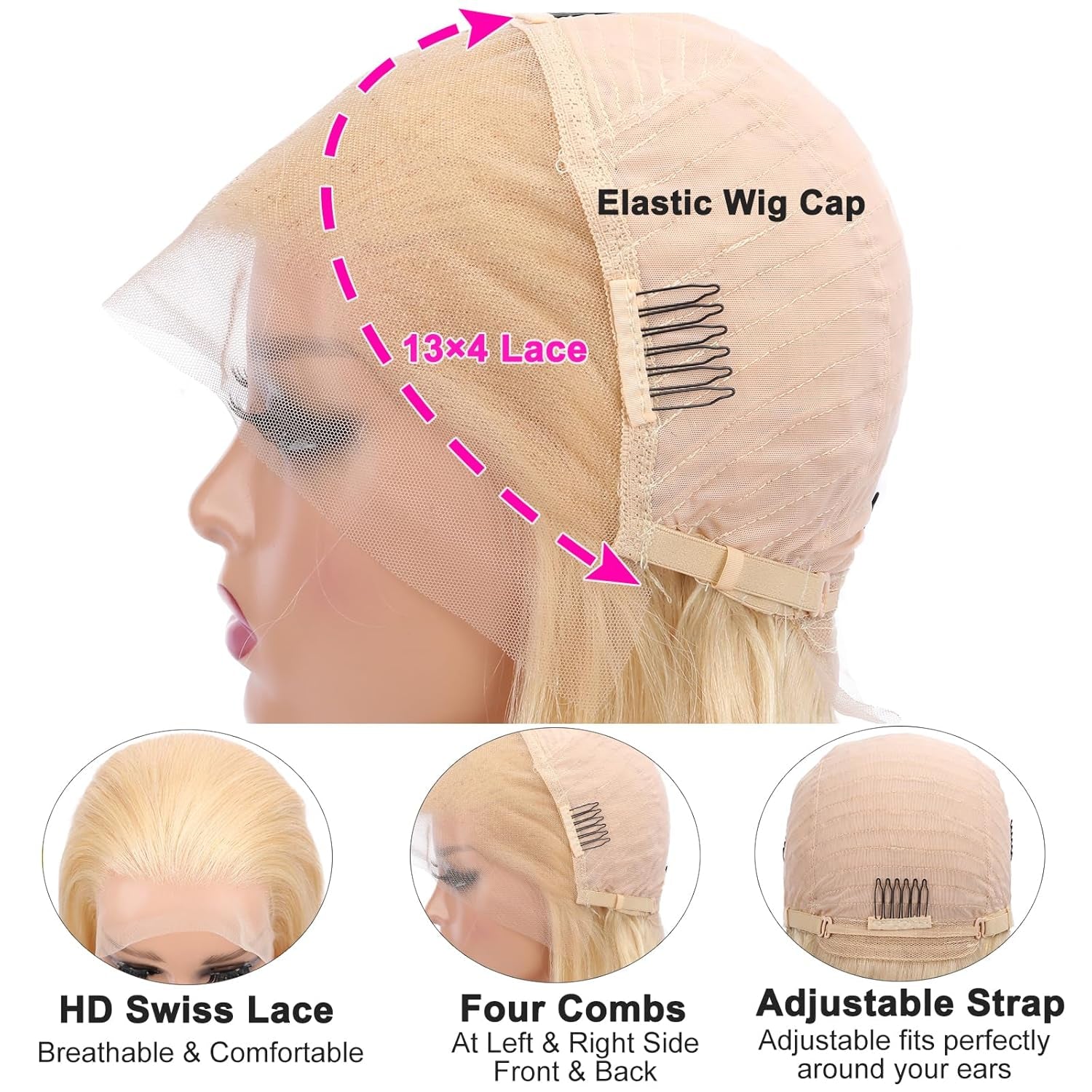 613 Blonde Wig Human Hair wig _ 13×4 HD Transparent 613 Lace Front Wig_ Human Hair Pre Plucked with Baby Hair 180% Density Wig for Women_ Blonde Bob Wig 8 Inch Straight Bob Wig