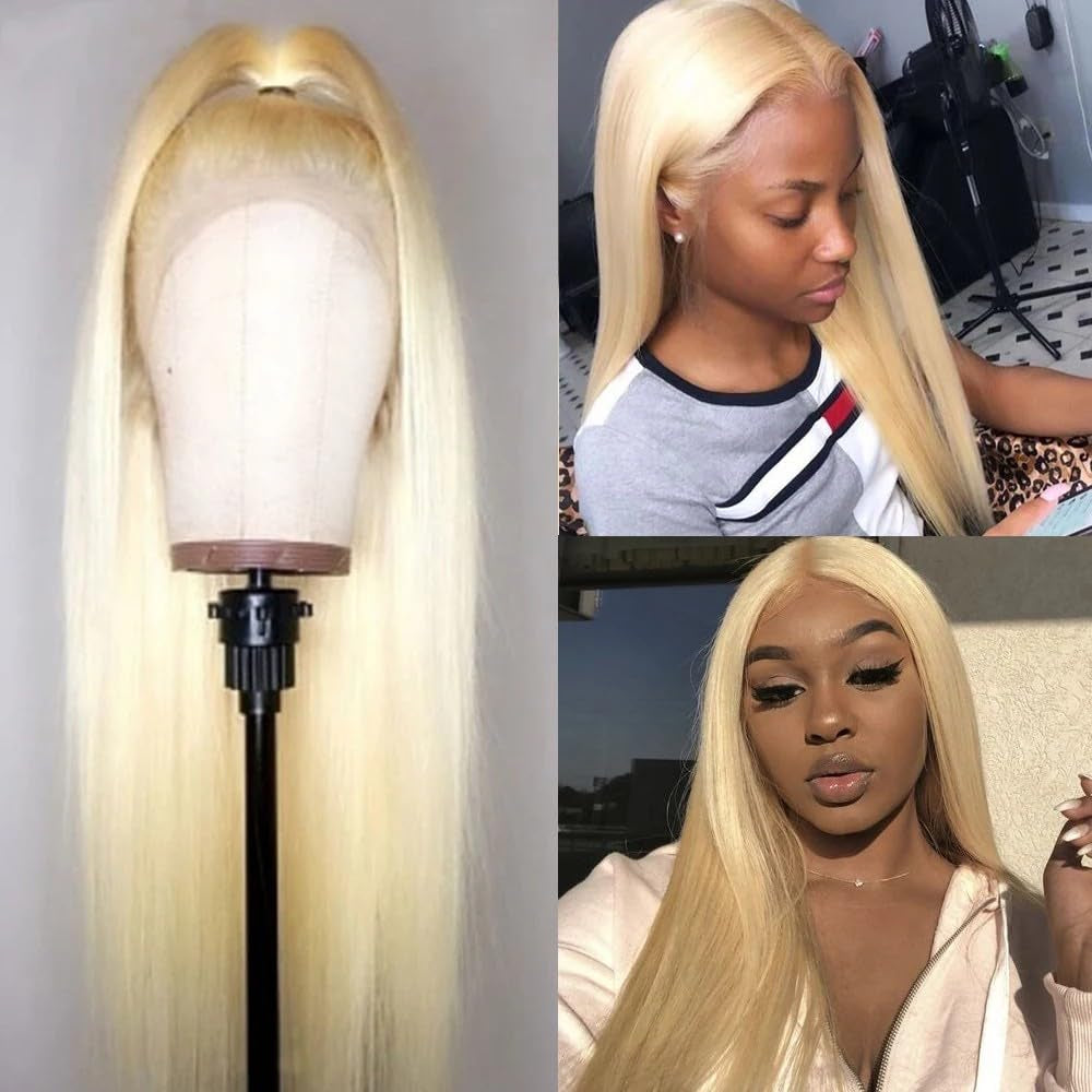 28 Inch Lace Front Wig Human Hair _613 13X4 Transparent Deep Wave_ 180 Density Free Part Blonde_ Pre Plucked with Baby Hair HD Lace Frontal for Women