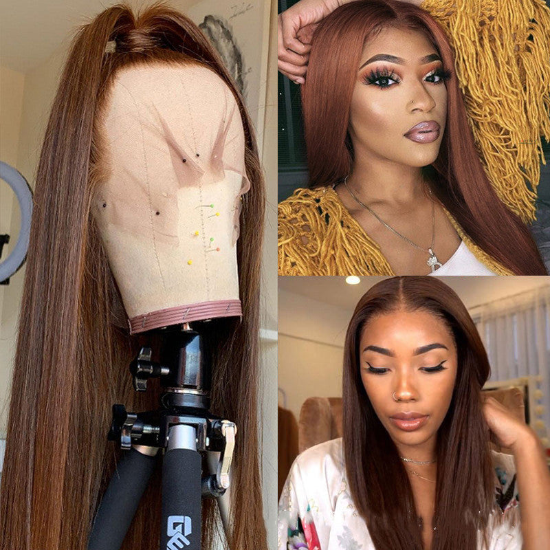 Auburn Color 13x4 Human Hair Lace Front Wig