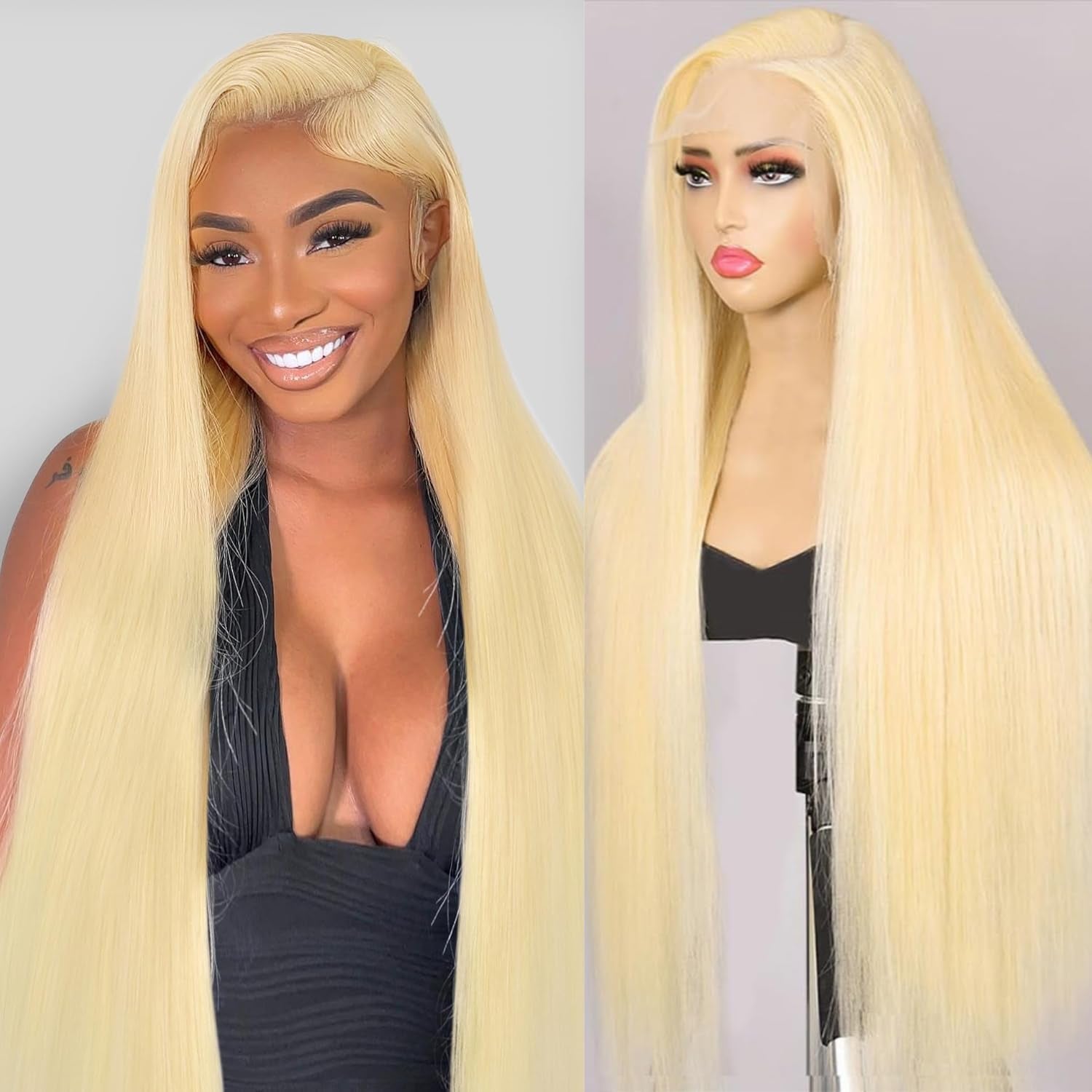 28 Inch Lace Front Wig Human Hair _613 13X4 Transparent Deep Wave_ 180 Density Free Part Blonde_ Pre Plucked with Baby Hair HD Lace Frontal for Women
