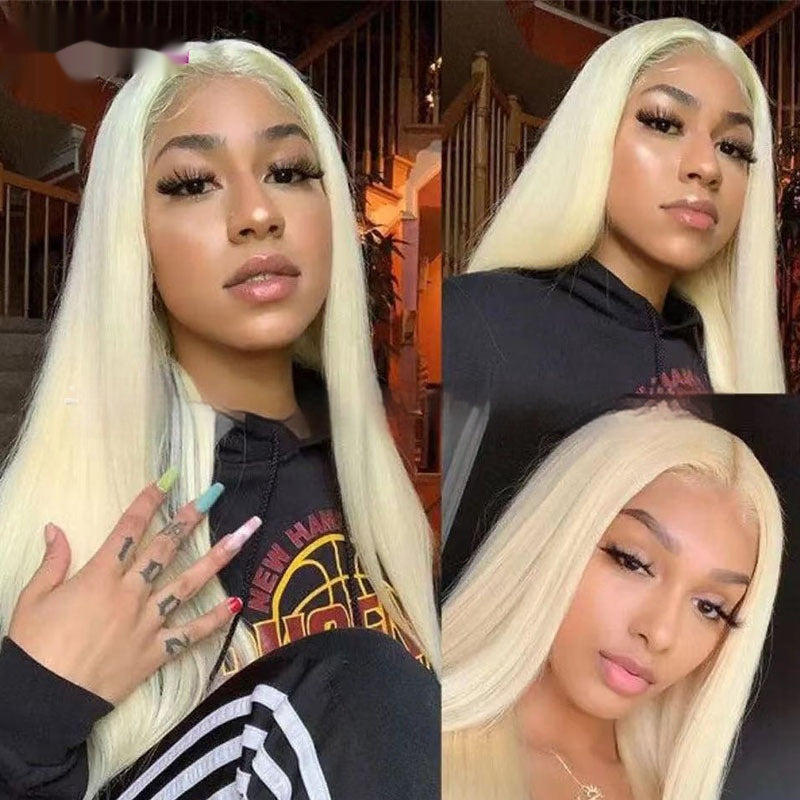 Platinum Blonde 613 Real Human Hair Transparent Lace Front Wig