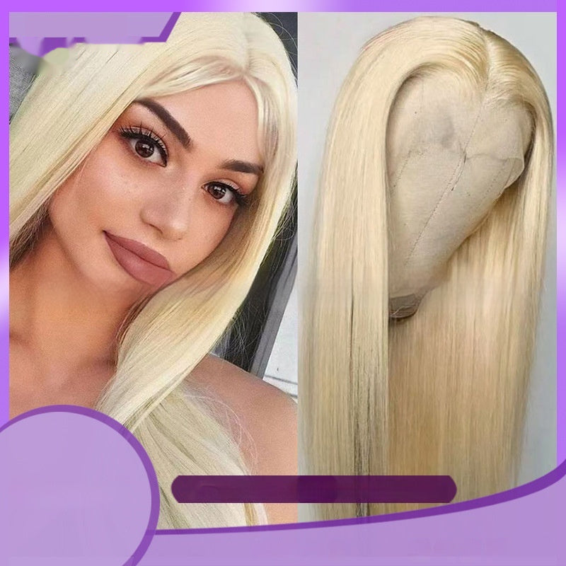 Platinum Blonde 613 Real Human Hair Transparent Lace Front Wig