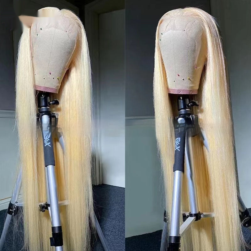 Platinum Blonde 613 Real Human Hair Transparent Lace Front Wig