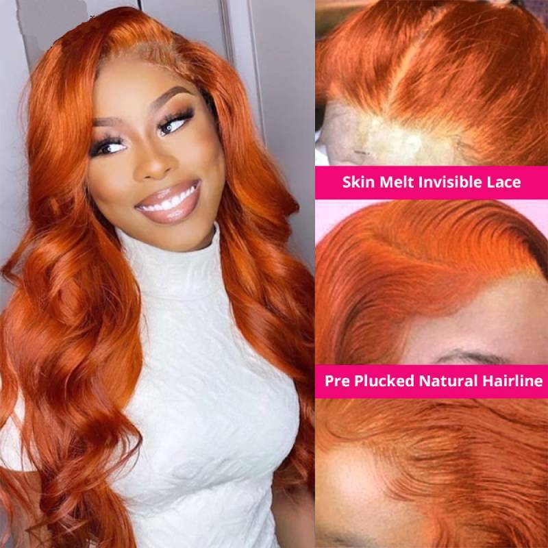 Cinnamon Color Lace Front Wig Human Hair Wig