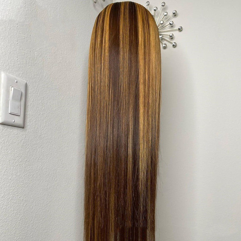 Tri-Colored Human Hair T-shaped Lace Front Wig