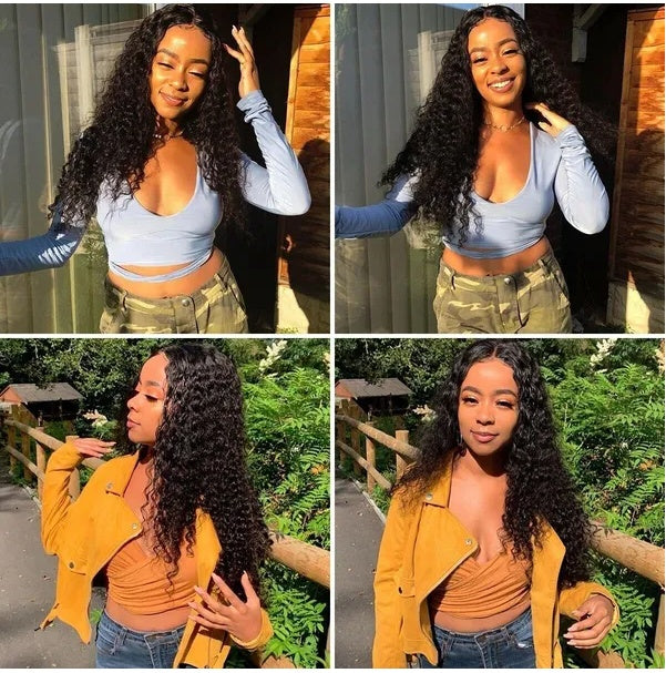Water Wave Human Hair Front Wig, Brazilian Long Curly Lace Wavy Hair Wig