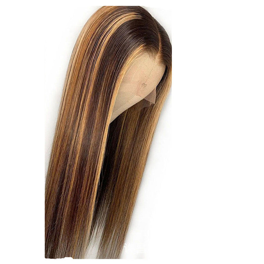 Tri-Colored Human Hair T-shaped Lace Front Wig