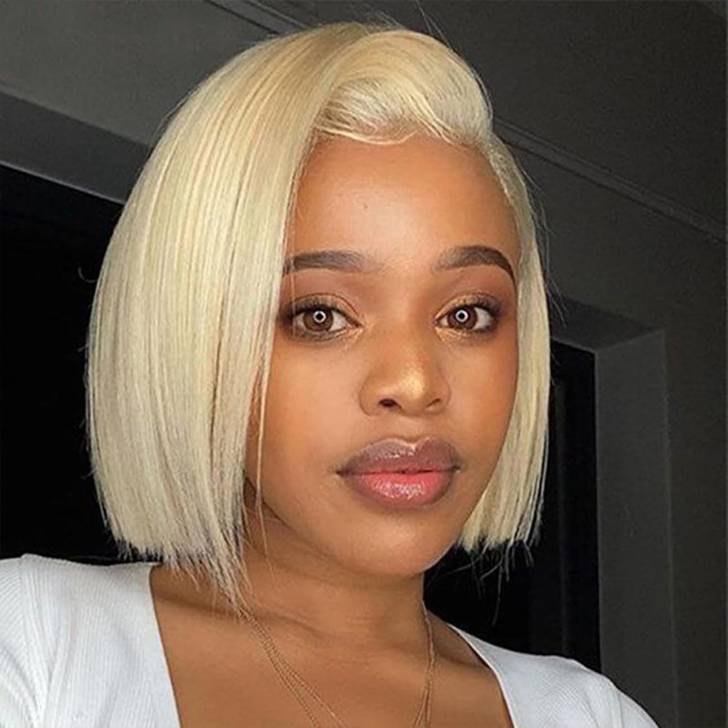 613 Blonde Wig Human Hair wig _ 13×4 HD Transparent 613 Lace Front Wig_ Human Hair Pre Plucked with Baby Hair 180% Density Wig for Women_ Blonde Bob Wig 8 Inch Straight Bob Wig